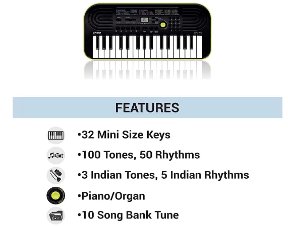 Teclado Infantil Casio SA46 32 Teclas - Infolaser Instrumentos Musicais